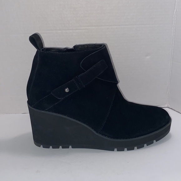 Eileen Fisher Tinker Black Suede Wedge Booties New Size 11 - Picture 1 of 6